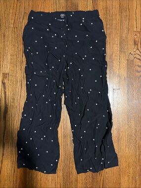 Pants LOFT Black Polka Dot Wide-Leg